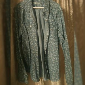 Mens Floral Button Shirt Size Large